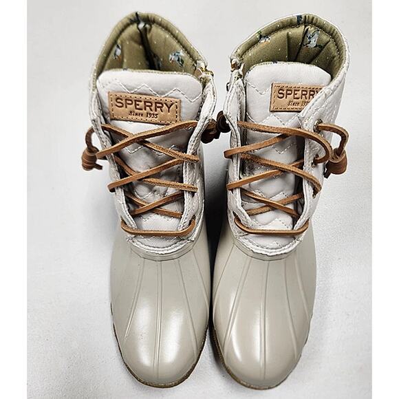 Sperry Saltwater Quilt Duck Boots Ivory - Women’s Size 9.5 NIB - Picture 3 of 8